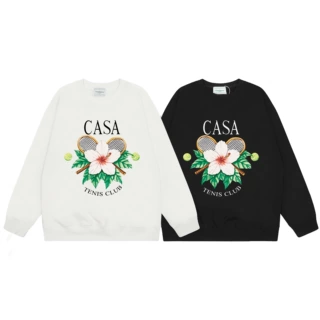 秋冬新款Casablanca网球花卉印花卡萨布兰卡圆领男女长袖潮牌卫衣