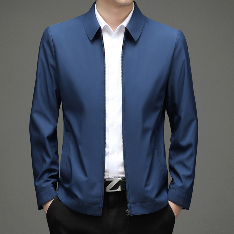 Chaqueta de marca de negocios casual de hombre primavera y otoño chaqueta ejecutiva primavera de mediana edad chaqueta de hombre sólida de alta calidad image 5