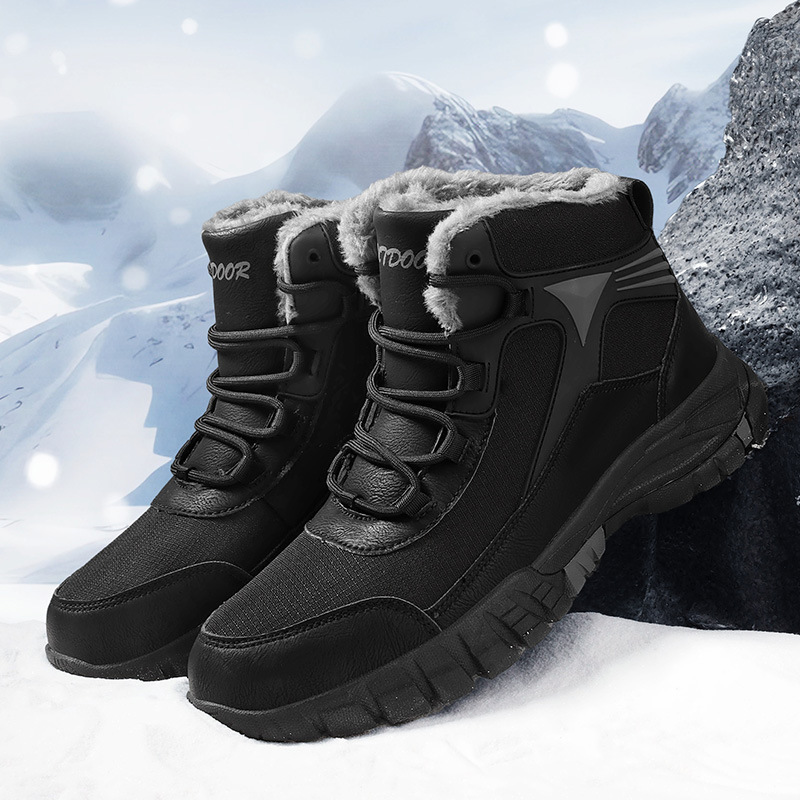 Botas de nieve del noreste los hombres se mantienen calientes en invierno y engrosan la parte superior de los zapatos de algodón al aire libre botas de algodón de gran tamaño