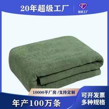 纯棉毛巾被全棉夏季薄款夏令营学生宿舍军绿色毛巾毯空调沙发盖毯