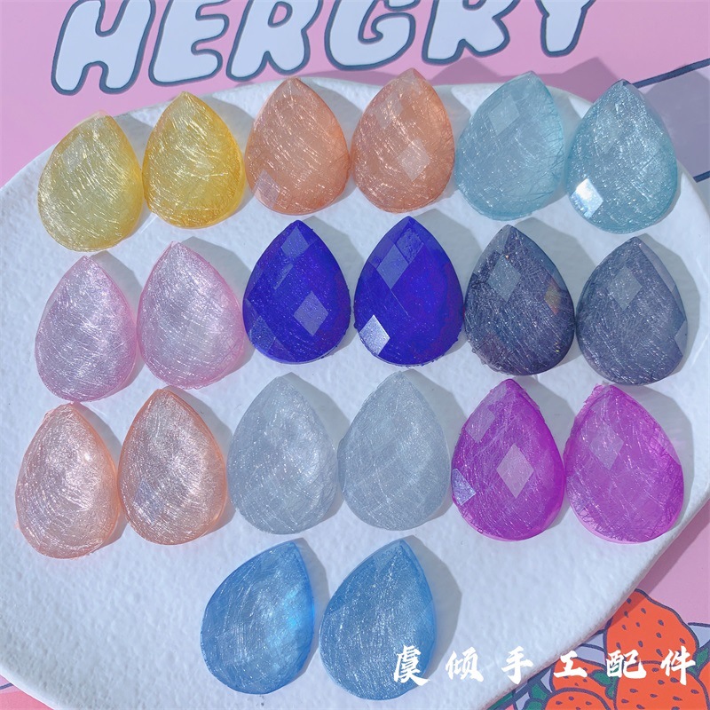 虞倾 半透明金线金丝水滴树脂贴片配件diy手作耳环头饰手机壳配件