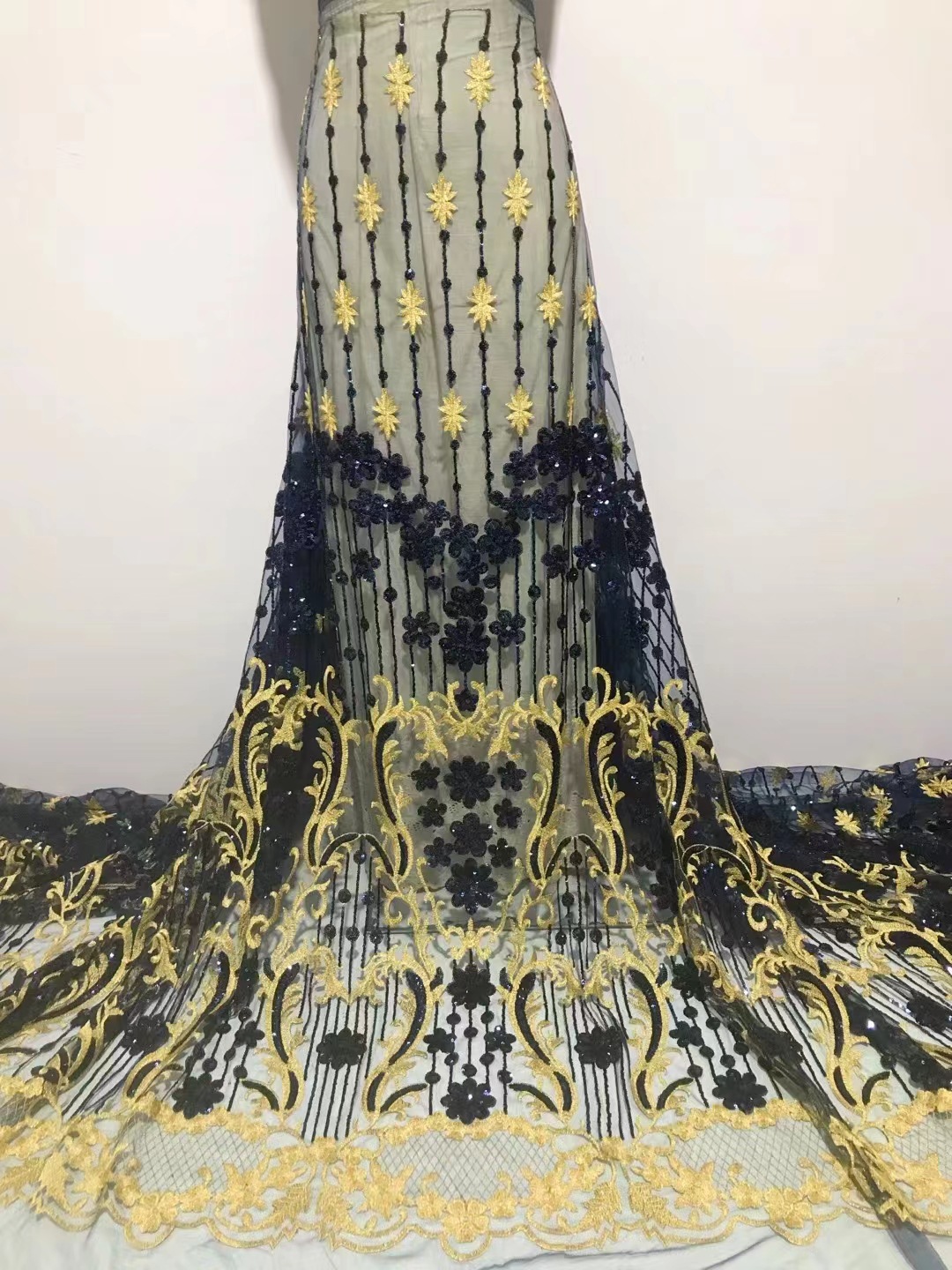 Lentejuelas Tull encaje africano lentejuelas bordado malla encaje tela vestido ropa paño j3834