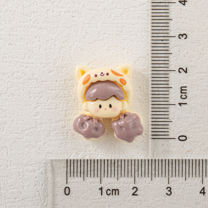 Caricatura palomitas de maíz chicas DIY accesorios de resina crema pegamento para el cabello de la caja del teléfono móvil agujero material de hebilla