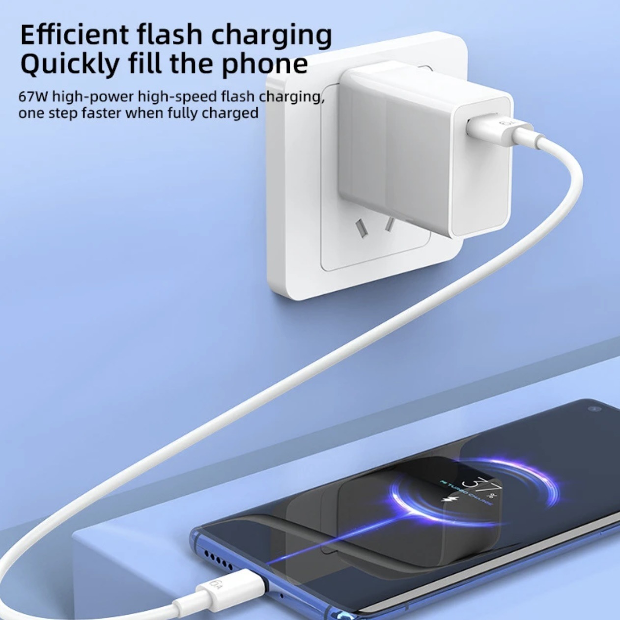 Aplicable a Xiaomi 67W Eurocargador 120W estándar de oro de EE.UU. teléfono móvil super usb cabeza de carga rápida transfronteriza al por mayor