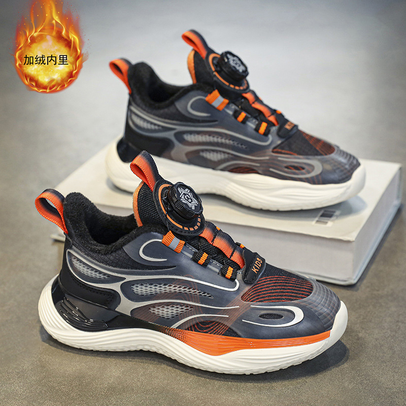 Zapatos de baloncesto al por mayor para niños botones giratorios de zapatos de algodón para niños otoño y invierno