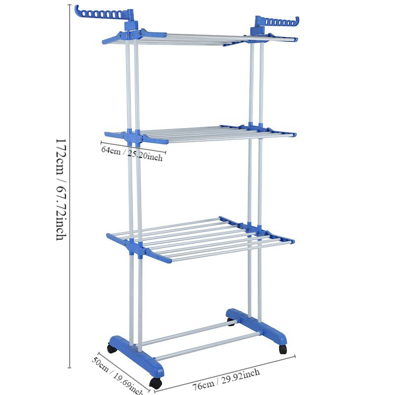 Transfronterizos de tres capas de masaje móvil barbería toallas plegables telescópicas piso doble barra de secado rack