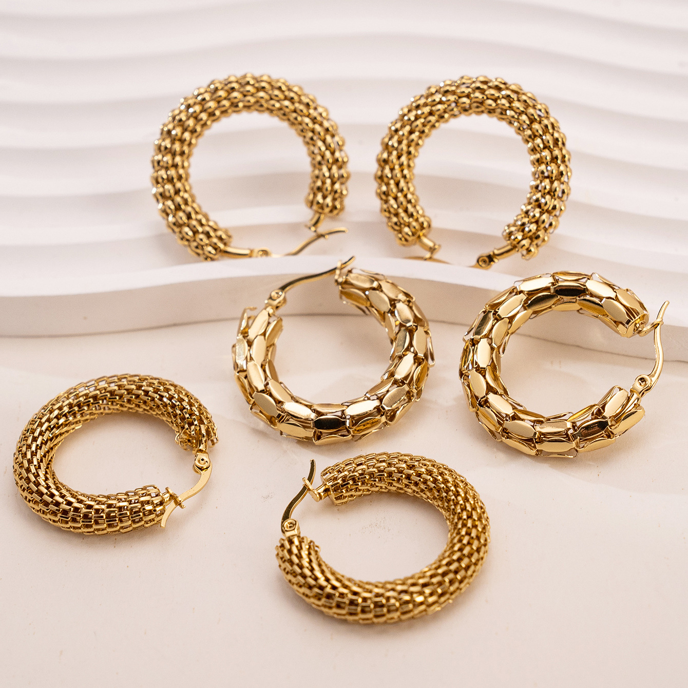 Geometric Pattern 1 Pair Retro Geometric Plating 304 Stainless Steel Earrings