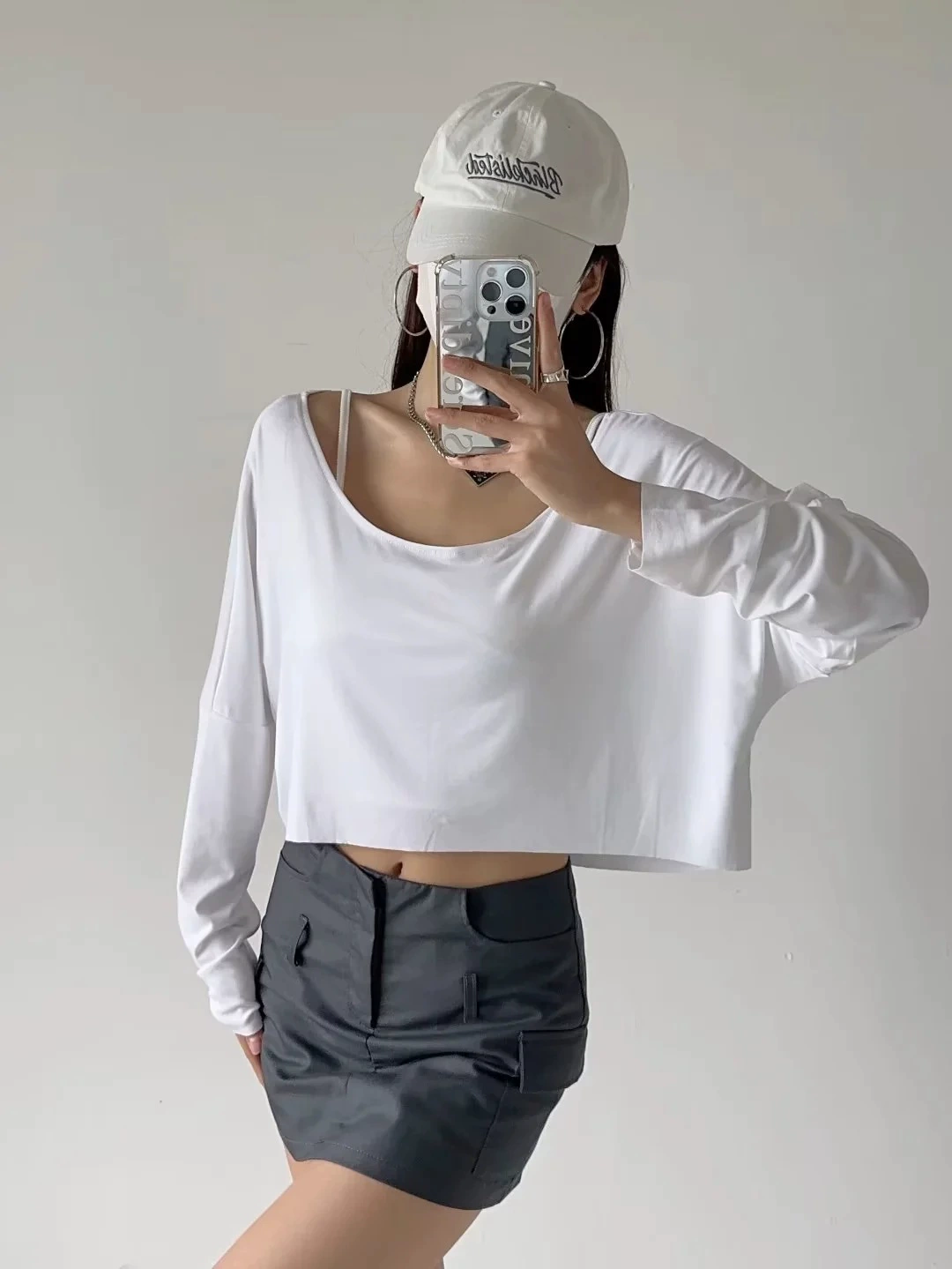 Короткие базовые длинные рукава, европейский стиль, slim fit, свободный крой, квадратный вырез, облегающий