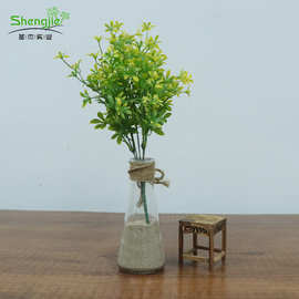 造景装饰品手感绿色花束植物墙小绿植 六叶草把束 仿真花束