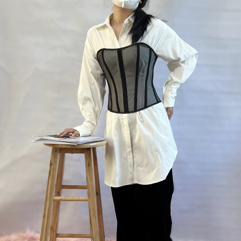 20942 Shaping Clothes European and American Spring and Summer New Perspective Shaped Yarn Brassiere Fish Bone Strap Brassiere
