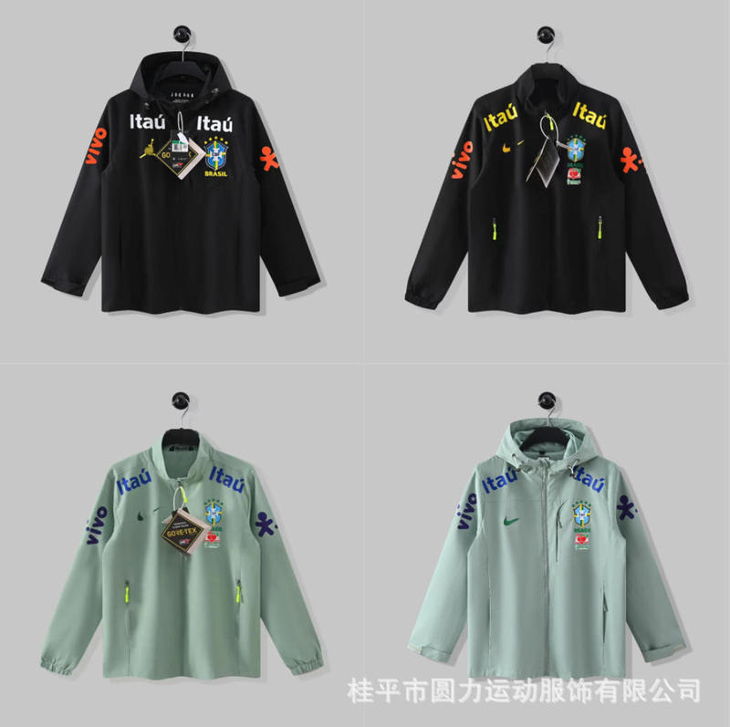 Brazilian Team Neymar's Same Style Waterproof and Windproof Men's and Women's Hiking Jacket, Cycling Windbreaker, High-Quality Hooded Jacket