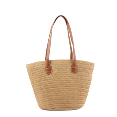 A versatile and minimalist single-shoulder straw woven bag, new style woven tote bag with large capacity, beach vacation women's bag
