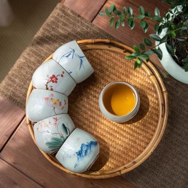 书仙笙 Ceramic retro tea cup, tea set, hand painting