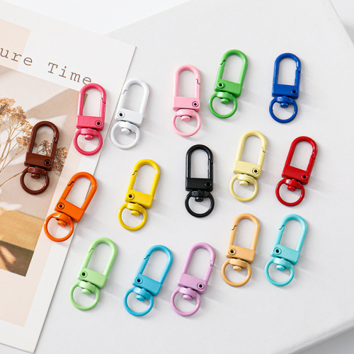 Spray-painted color key chain accessories DIY jewelry bag key ring hanging buckle 8-character buckle shrimp buckle door-shaped lobster buckle