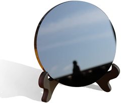 Natural crystal stone obsidian mirror without incident disc flat home decoration ornaments with bracket