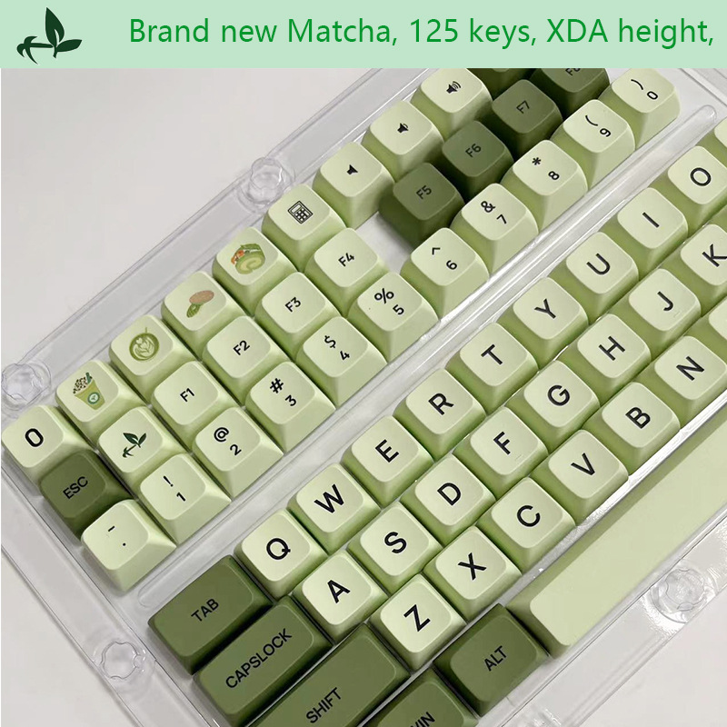 XDA Matcha 125 teclas queso verde hierba verde sublimación keycap pequeño juego completo en caja material PBT venta directa de fábrica