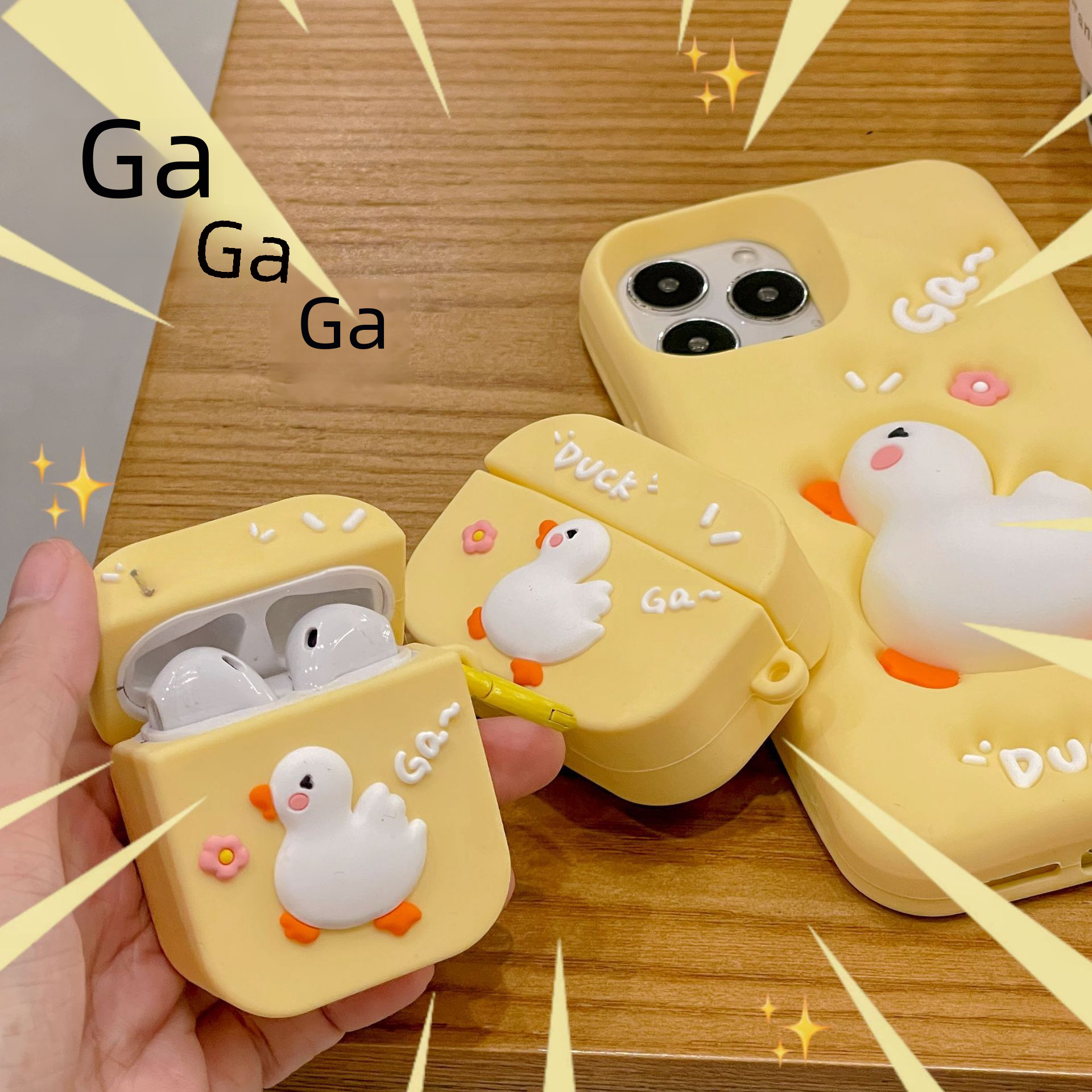 立體花朵可愛鴨子AirPods pro藍牙耳機保護套1/2/3代硅膠軟適用女