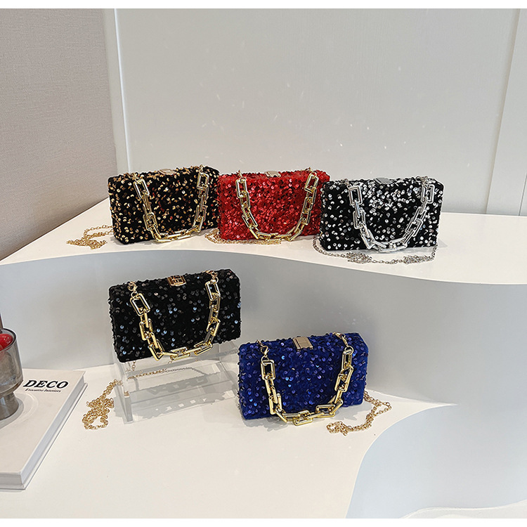 Women's Small Sequin Sequins Elegant Lock Clasp Square Bag display picture 1