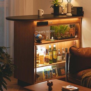 Jinhuan Island Home Cherry Solid Wood Slate Partition Small Bar Living Room Storage Cabinet Wine Cabinet Sideboard Storage Cabinet