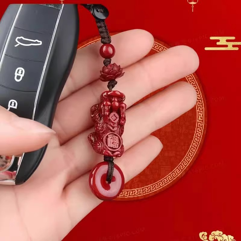 2025年蛇年辰砂貔貅車のキーホルダーペンダントペンダント紫金砂男性と女性の新しいTik Tokドロップシッピング|undefined