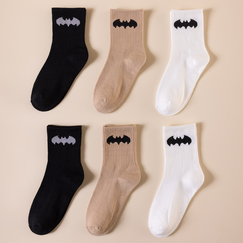 Men's Medium Socks Superman Batman Socks for Spring and Autumn, Men's Sweat-absorbent Personalized Socks, Zhuji Socks Wholesale