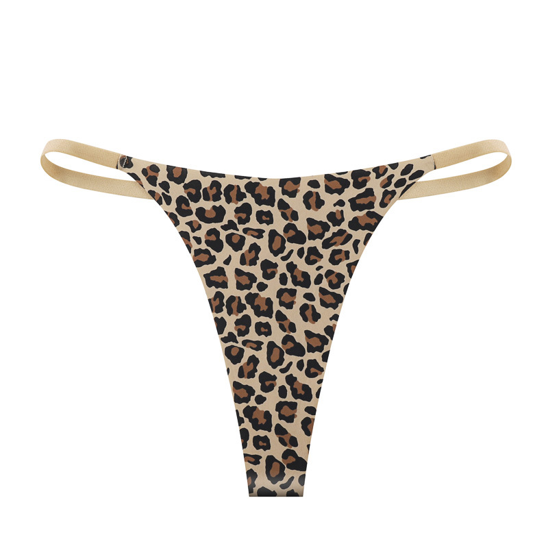 Europa y los Estados Unidos sin marcas de hielo sexy thongs de mujer cintura baja emoción estampado leopardo puro deseo bikini ropa interior de chicas