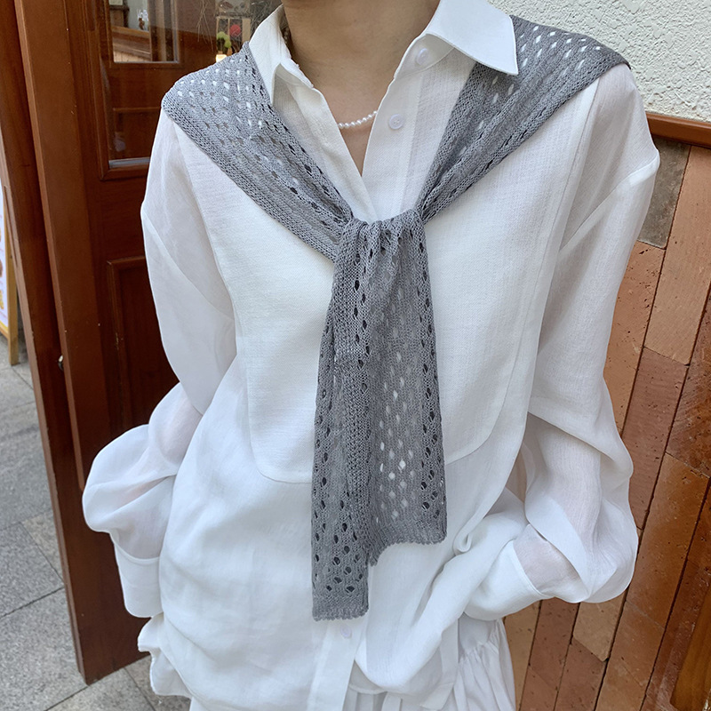 Mantón de protección solar para mujer, tejido de verano, sensación de alta calidad, habitación delgada con aire acondicionado, chaleco de color sólido, chal hueco cruzado