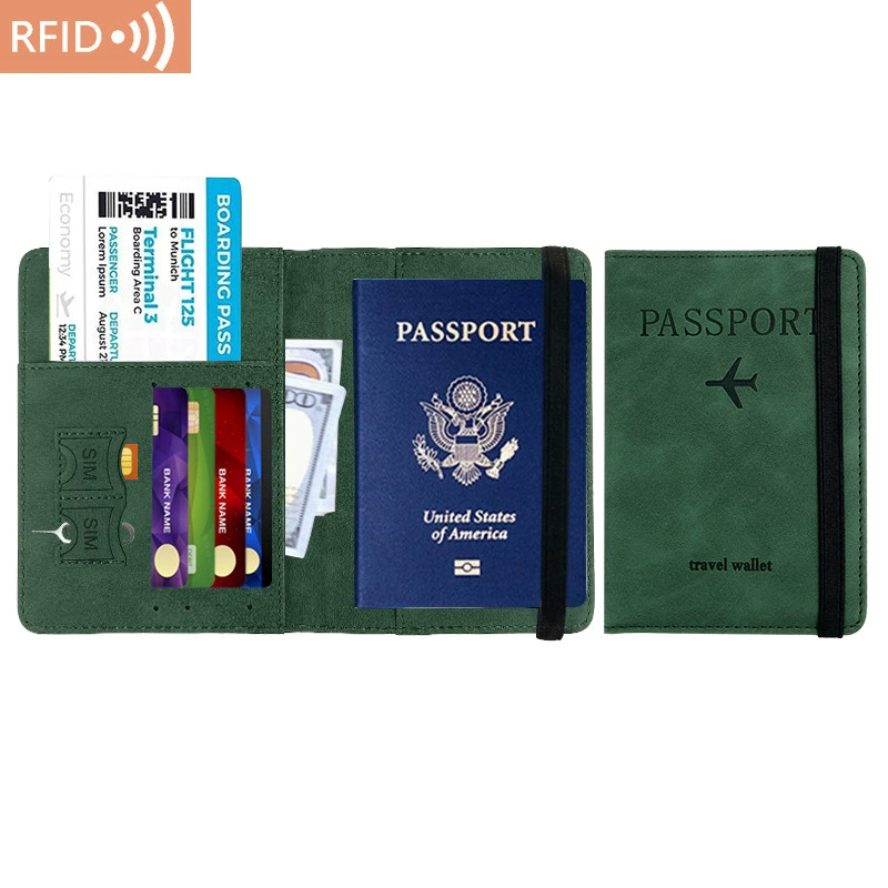 Портмоне для паспорта (из кожзаменителя) с блокировкой RFID, мультикарточный дорожный кошелек, 15×11×1 см