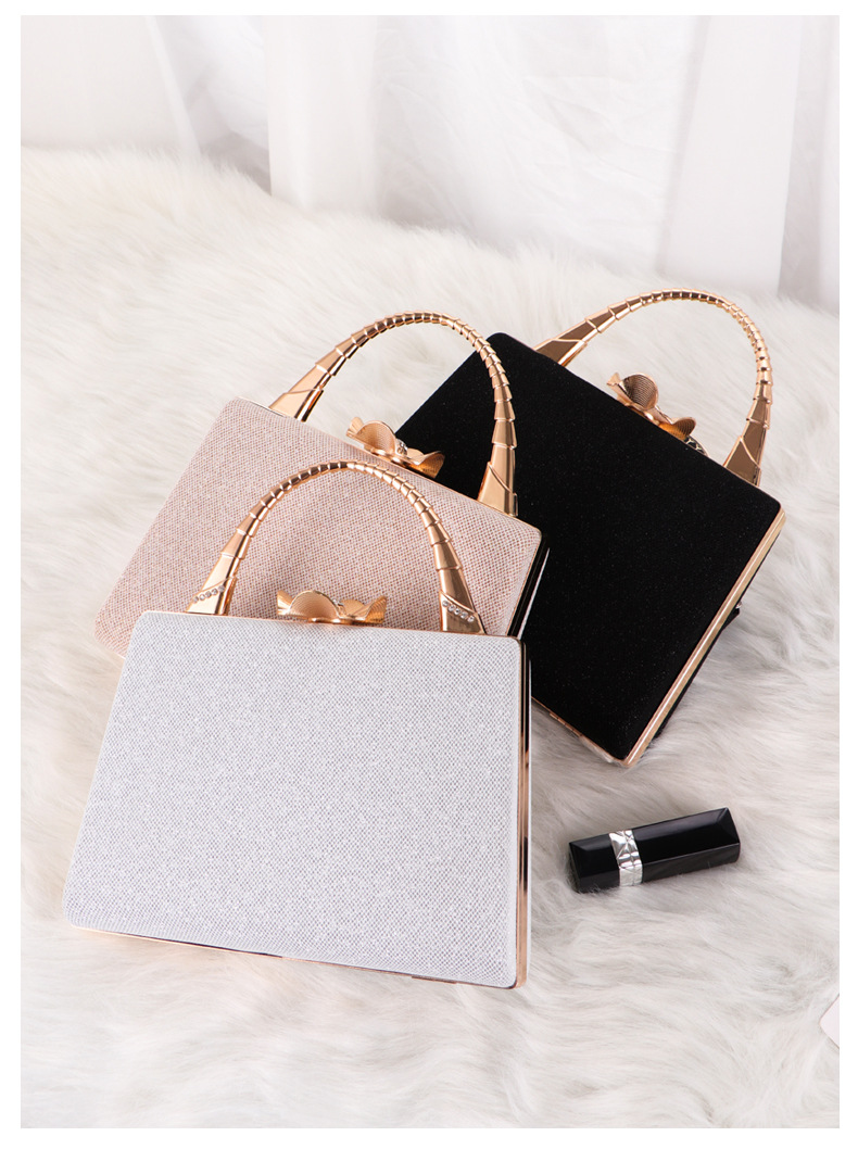 Black Silver Gold Pu Leather Solid Color Square Evening Bags display picture 1