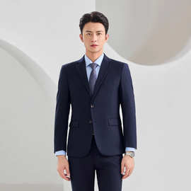 秋冬厚款西装套装商务正装物业教师工作服职业套装两扣西服外套男