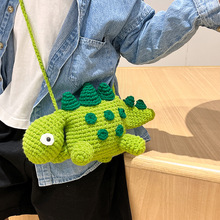 韩国儿童毛线包手工钩织可爱卡通恐龙斜挎包亲子出游迷你零钱包潮