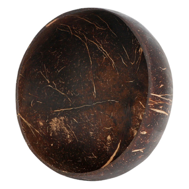 Tazón de cáscara de coco natural viejo cáscara de coco vajilla tazón de arroz nuez de madera ensalada de frutas tazón de almacenamiento decoraciones letras