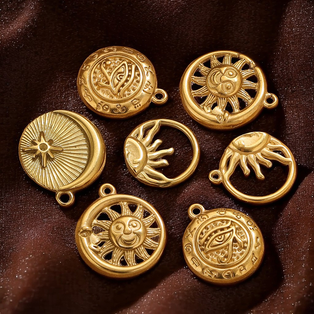 Acero inoxidable europeo y americano sol ojo colgante joyería DIY colgante de oro 18K colgante colgante de acero mujer colgante colgante