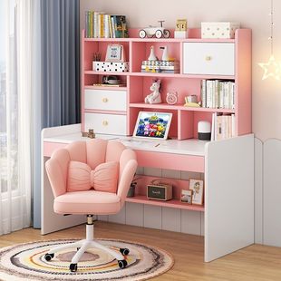 Student Desk Bookshelf Bookcase Integrated Table Primary School Girl Heart Writing Desk Study Table Simple Bedroom Computer Table