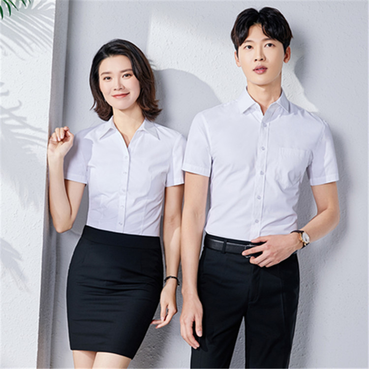 Professional men's and women's twill white shirt work clothes short sleeve women's shirt v collar real estate sales tooling embroidery LOGO