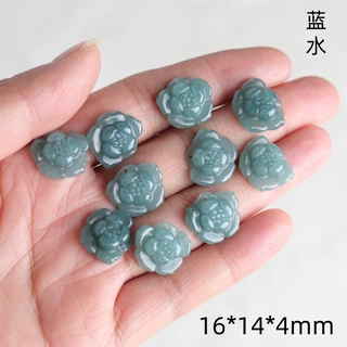 翡翠蓝水小莲花配饰吊坠配件  DIY项链耳坠手链车挂件饰品半成品
