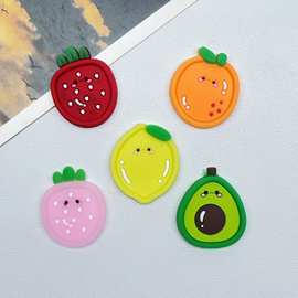 卡通水果草莓柠檬PVC软胶配饰DIY手工发夹头饰毛绒玩具冰箱贴批发