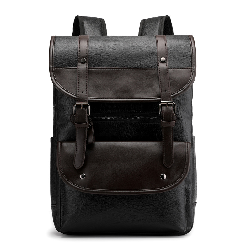 New PU leather for men's leisure, simple and large capacity business computer bag, student backpack_voghion.com
