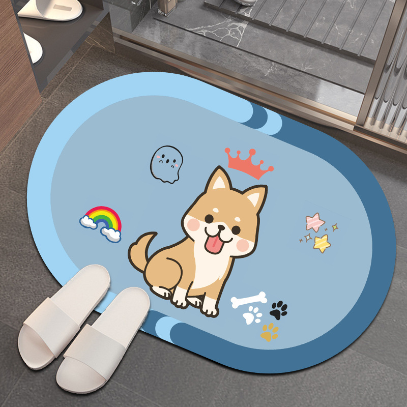 Cartoon small animal crystal velvet floor mat children's room living room kitchen non-slip mat bathroom door absorbent carpet