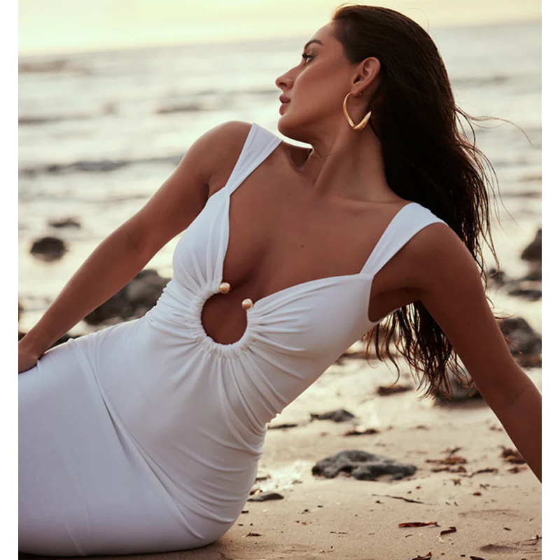 Cross-Border European and American Style Women's Clothing 2026 Summer New V-Neck Backless Irregular Dress Women's Formal Dress Slit Skirt Cross-Border European and American Style Women's Clothing 2026 Summer New V-Neck Backless Irregular Dress Women's Formal Dress Slit Skirt
