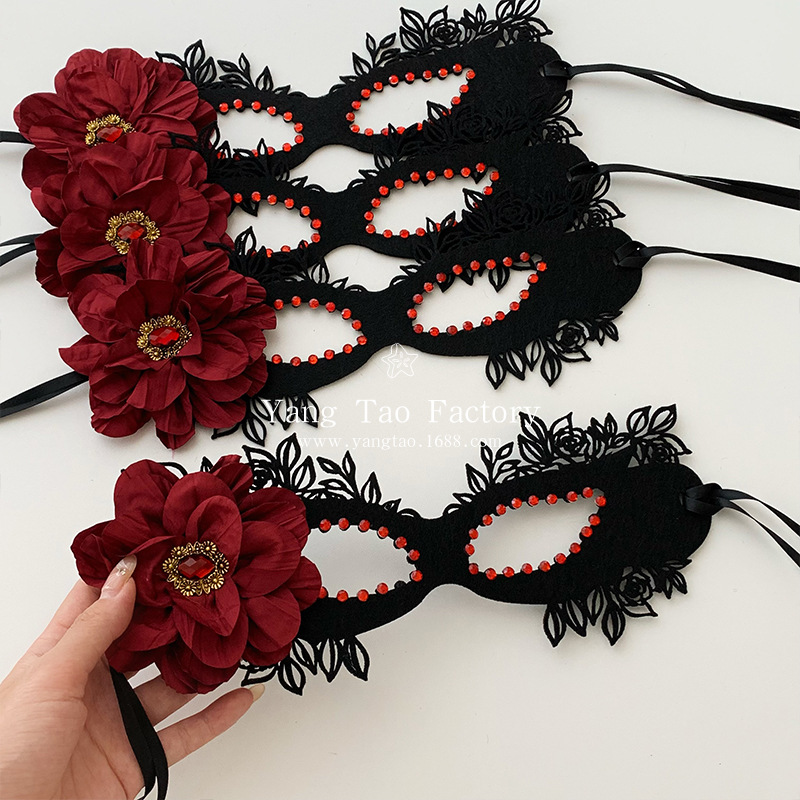 Máscaras de flores negras máscaras de baile de baile máscaras de mitad de cara máscaras de ojos máscaras de cosplay