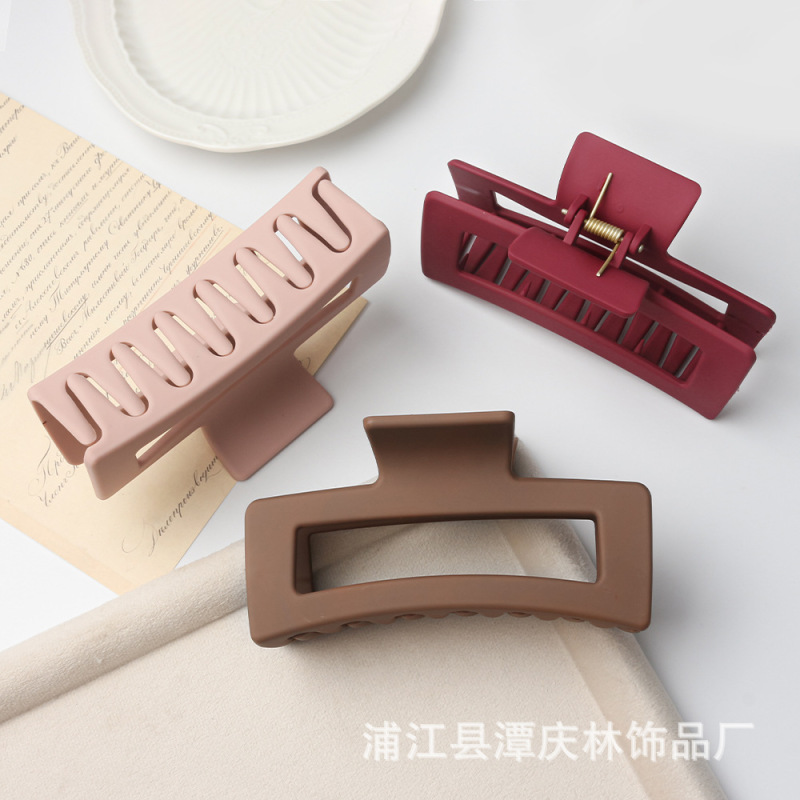 TCB硅胶抓夹高级感盘发后脑勺方形纯色鲨鱼发夹简约橡皮防摔头饰|undefined