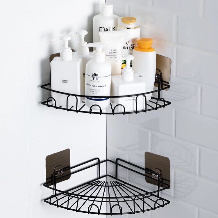 Bathroom hole-free triangle storage rack bathroom wall-mounted storage rack kitchen washstand toilet corner rack