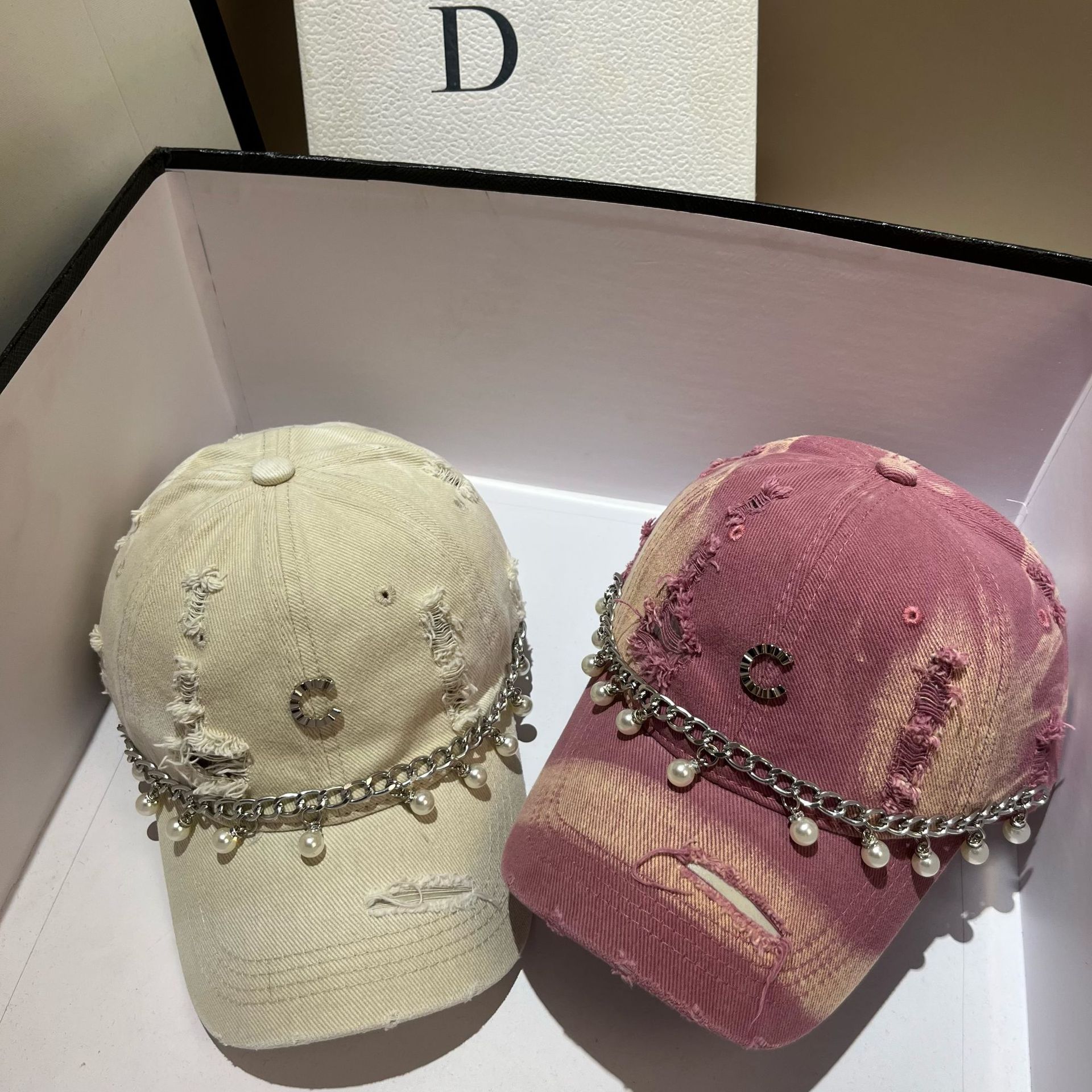 Κορεατική έκδοση σε μικρό άρωμα με γράμμα C, μαργαριτάρι, βουρτσισμένο βαμβάκι, μπέιζμπολ, φθινόπωρο, νέο στυλ, εξατομικευμένο_voghion.com