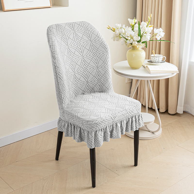 Cubierta de silla elástica curvada de forma especial cubierta de silla engrosada polar gran falda curvada respaldo integrado cuatro estaciones