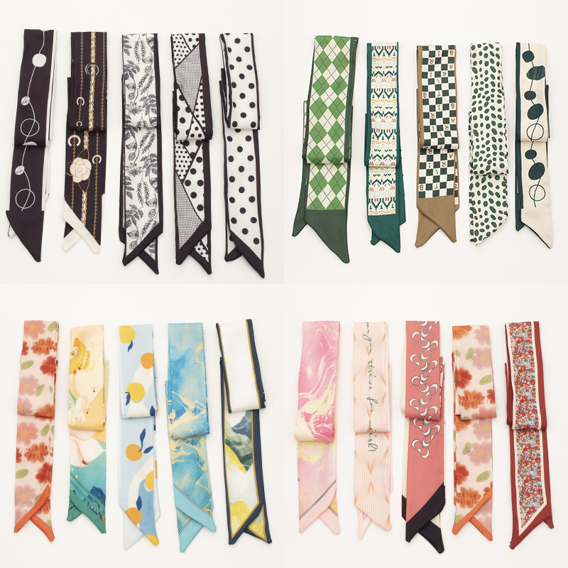 Wholesale Independent Long Silk Scarf Hairband, Ribbon, Gift Tie, Hair Accessory, Simple and High-End