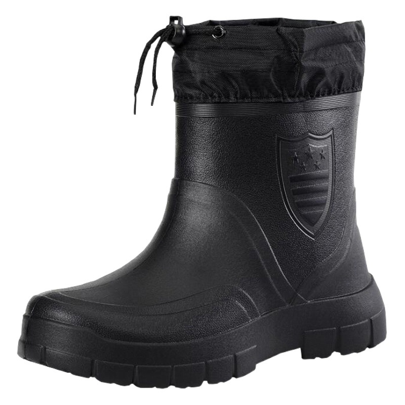Snow boots men's waterproof rain boots plus velvet non-slip warm EVA cotton shoes integrated car wash chef refrigerated labor protection rain boots