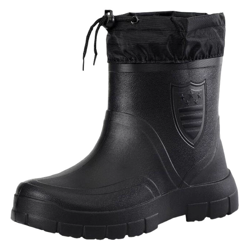 Зимние сапоги, мужские непромокаемые резиновые сапоги, нескользящая теплая хлопковая обувь из ЭВА на флисовой подкладке, интегрированная Автомойка, шеф-повар, защита труда в холодильнике, непромокаемые сапоги
