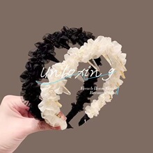 珍珠蕾丝绕线发箍女带齿防滑压发发卡外出高颅顶头箍头饰洗脸佩戴