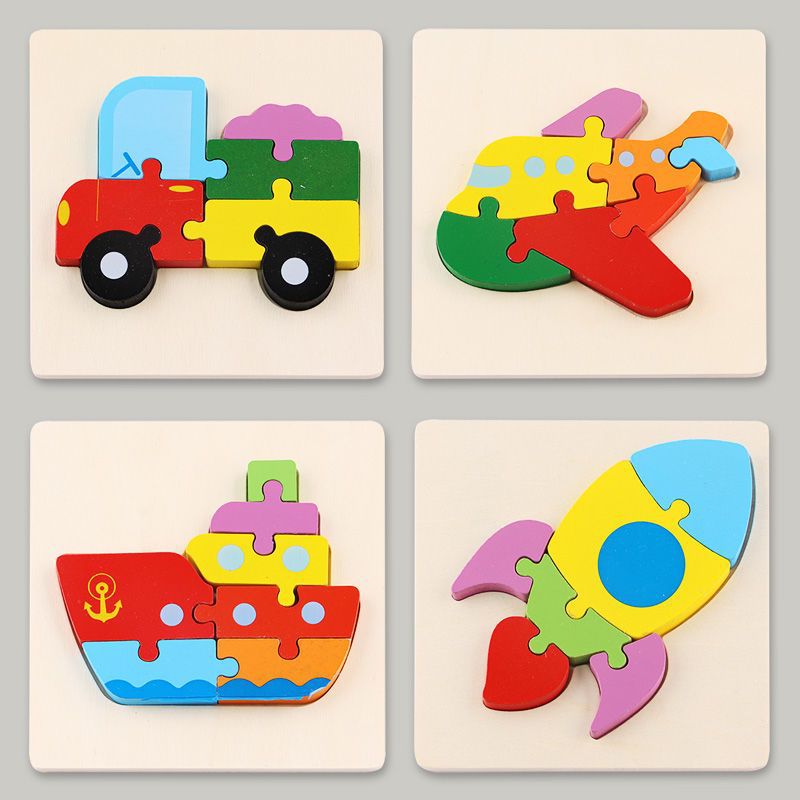 Rompecabezas para niños desarrollo de inteligencia educación temprana 3D de madera tridimensional bebé 1-2 años medio niños y niñas 6 juguetes educativos